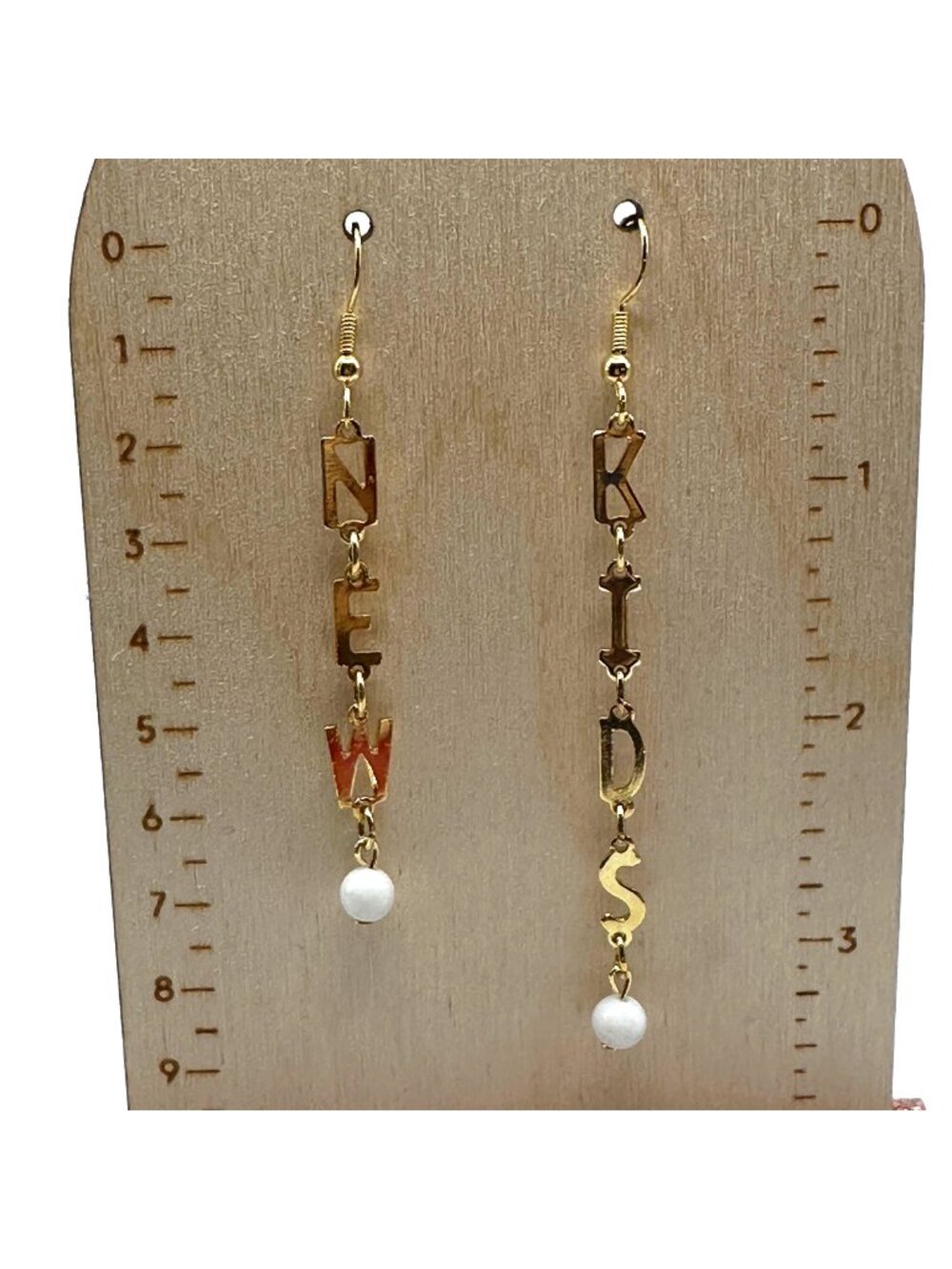 New Kids on the Block 90's N.K.O.T.B. Gold Tone Dangle Earrings NEW NKOTB